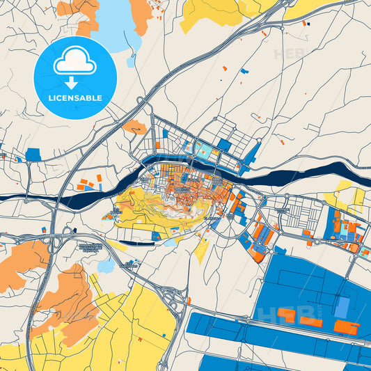 Colorful Sagunto Street Map with Labels and Buildings