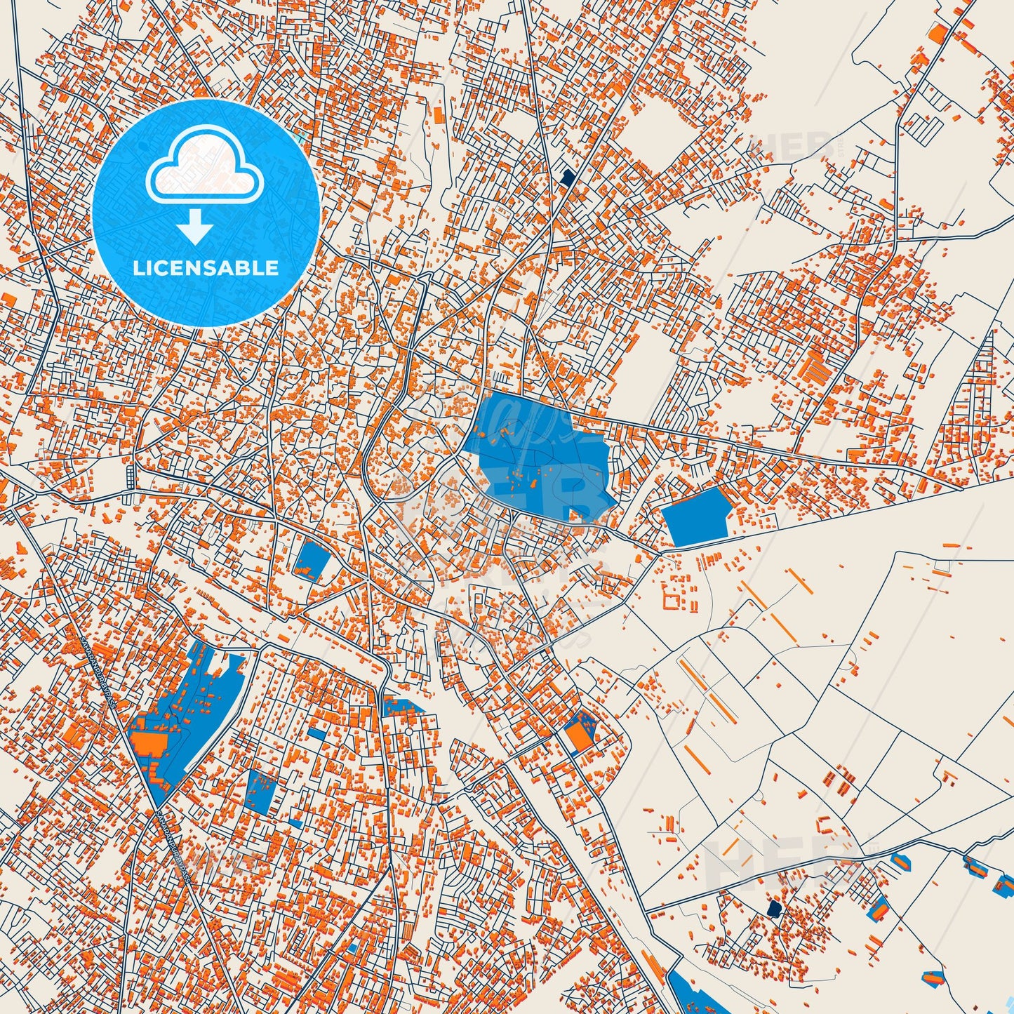 Colorful Saharanpur Street Map with Labels and Buildings