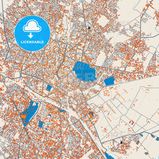 Colorful Saharanpur Street Map with Labels and Buildings