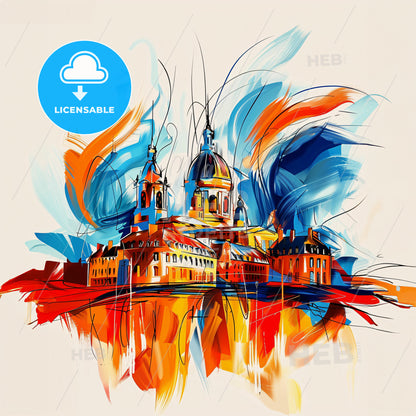 Vibrant Saint-André, France - A Painting Of A Building