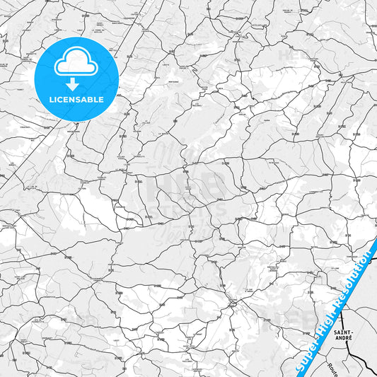 Saint-André, France light map with streetnames, citynames and districts
