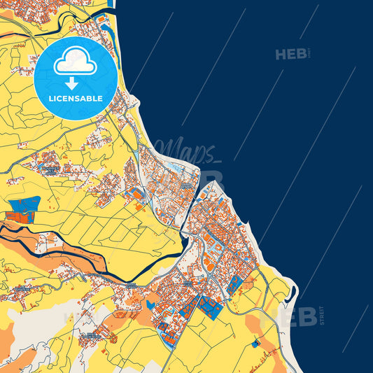 Colorful Saint-Benoît Street Map with Labels and Buildings