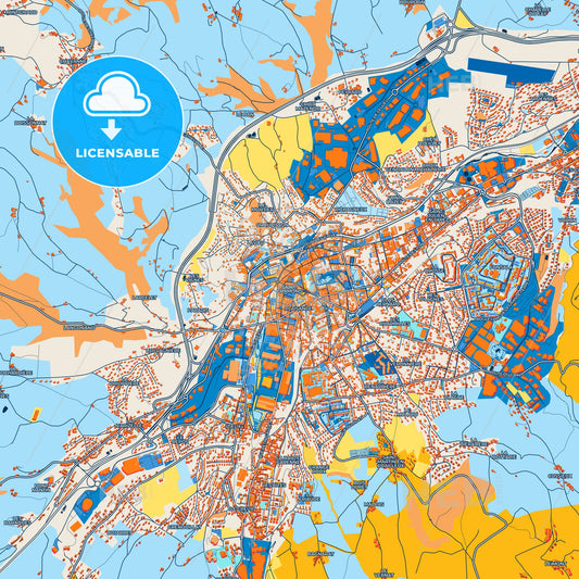 Colorful Saint-Chamond Street Map with Labels and Buildings