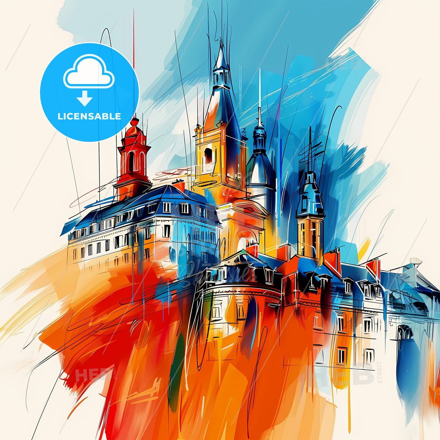 Vibrant Saint-Denis, France - A Painting Of A Castle