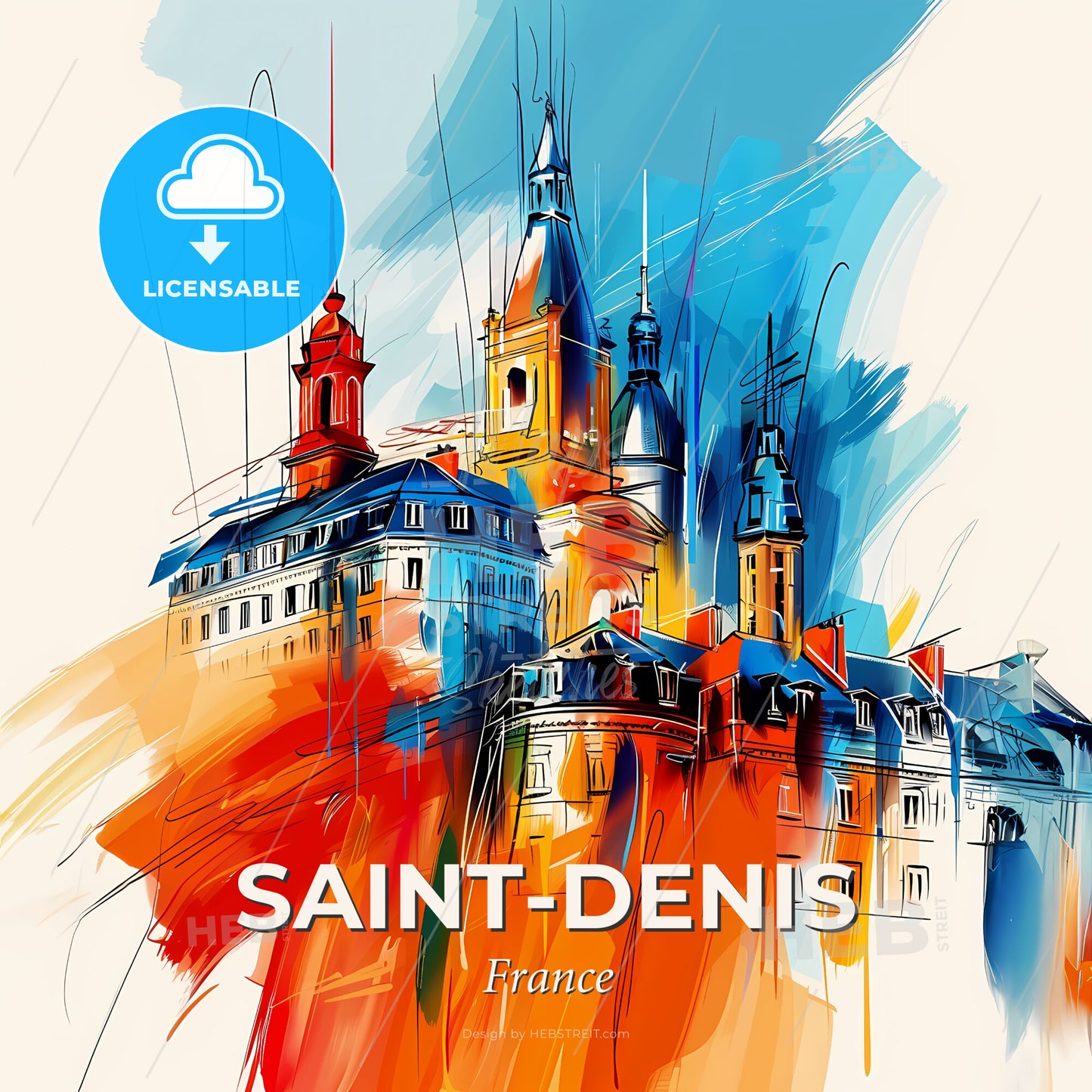 Vibrant Saint-Denis, France - A Painting Of A Castle - Square format print template