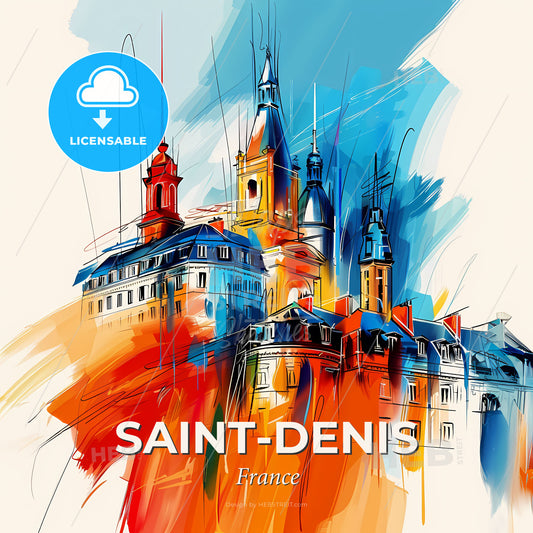 Vibrant Saint-Denis, France - A Painting Of A Castle - Square format print template