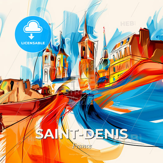 Vibrant Saint-Denis, France - A Painting Of A City - Square format print template