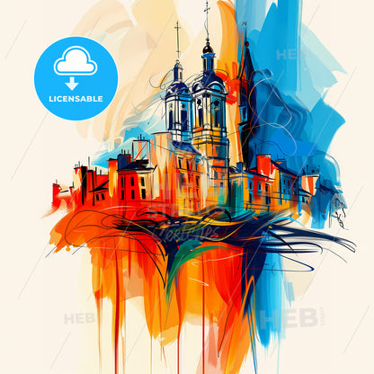 Vibrant Saint-Denis, France - A Painting Of A Building