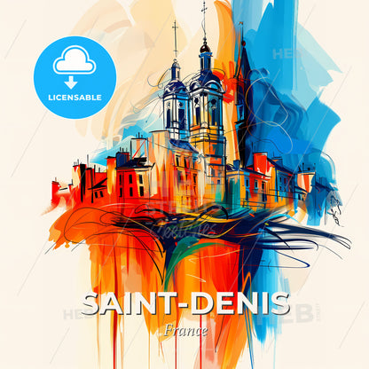 Vibrant Saint-Denis, France - A Painting Of A Building - Square format print template