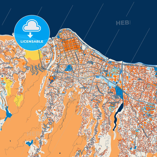 Colorful Saint-Denis Street Map with Labels and Buildings