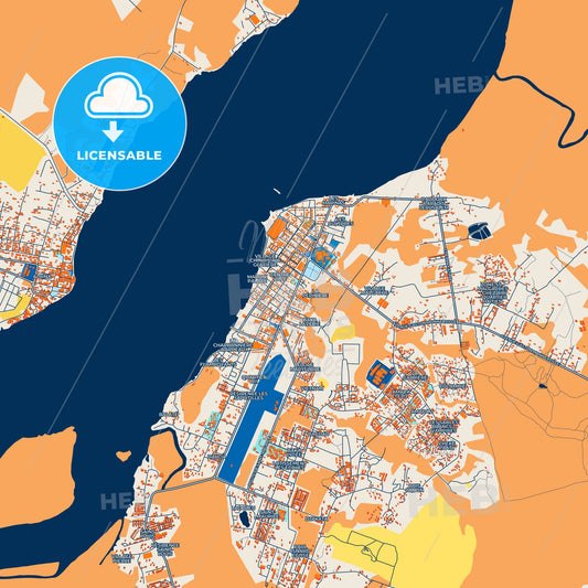 Colorful Saint-Laurent-du-Maroni Street Map with Labels and Buildings