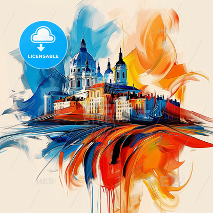 Vibrant Saint-Louis, France - A Colorful Painting Of A City