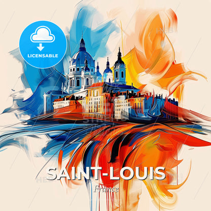 Vibrant Saint-Louis, France - A Colorful Painting Of A City - Square format print template