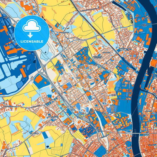 Colorful Saint-Louis Street Map with Labels and Buildings