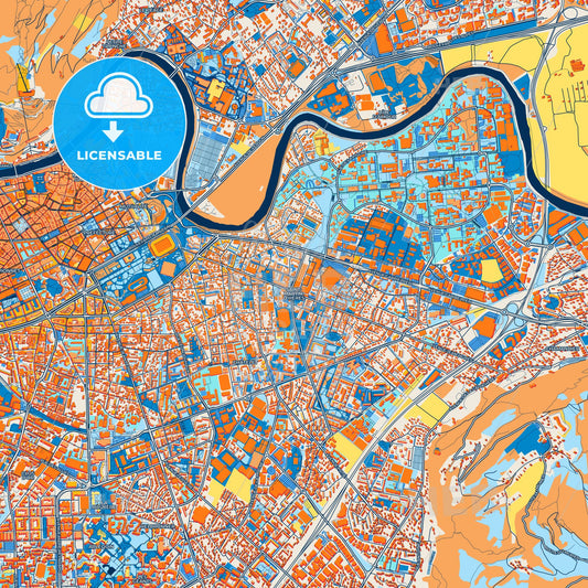 Colorful Saint-Martin-d Hères Street Map with Labels and Buildings