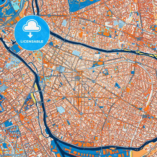 Colorful Saint-Maur-des-Fossés Street Map with Labels and Buildings