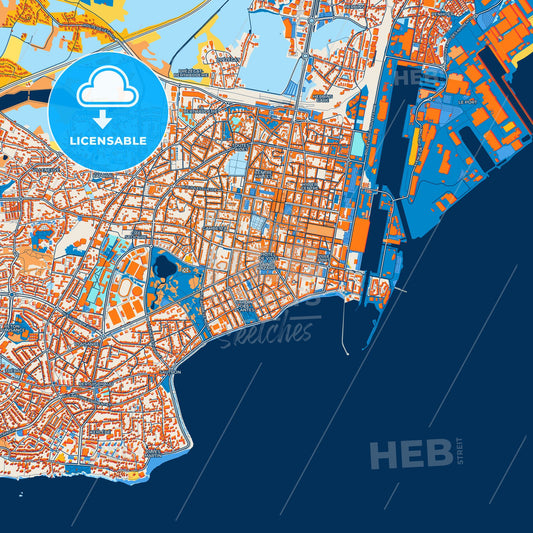 Colorful Saint-Nazaire Street Map with Labels and Buildings