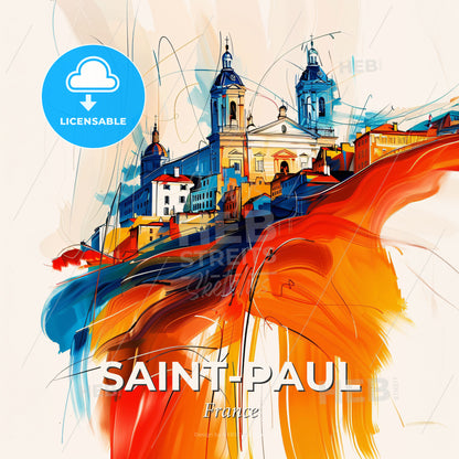 Vibrant Saint-Paul, France - A Painting Of A City - Square format print template