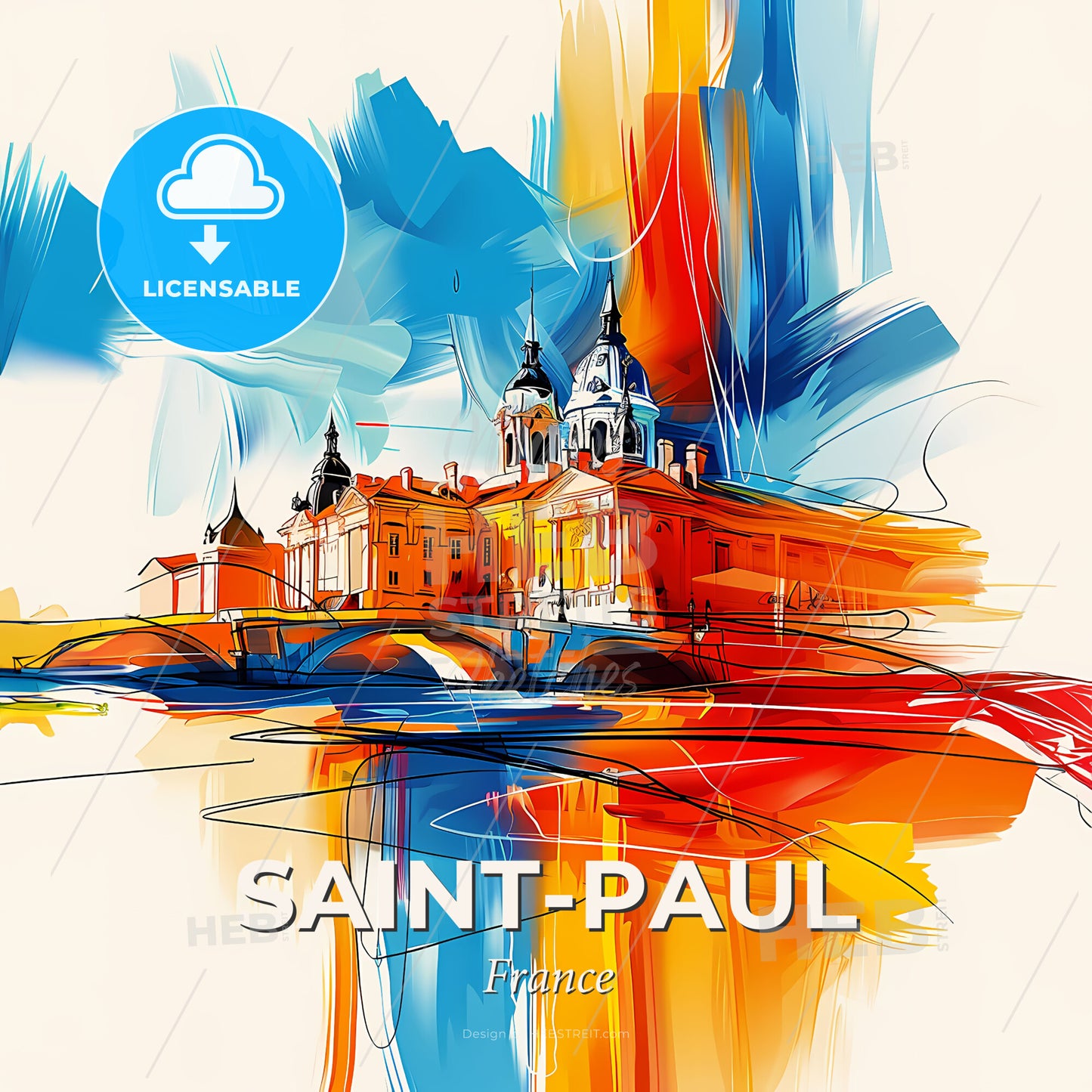 Vibrant Saint-Paul, France - A Painting Of A Building - Square format print template