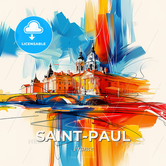 Vibrant Saint-Paul, France - A Painting Of A Building - Square format print template