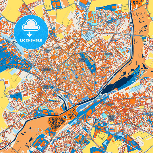 Colorful Saint-Quentin Street Map with Labels and Buildings