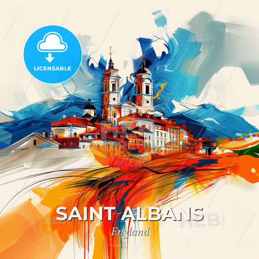 Vibrant Saint Albans, England - A Painting Of A Town - Square format print template