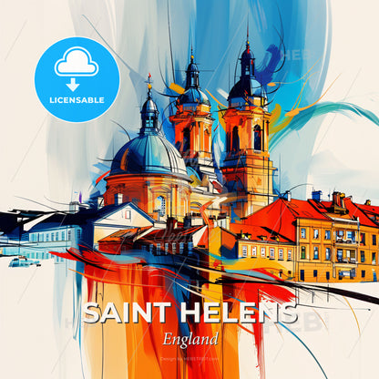 Vibrant Saint Helens, England - A Colorful Painting Of A Building - Square format print template