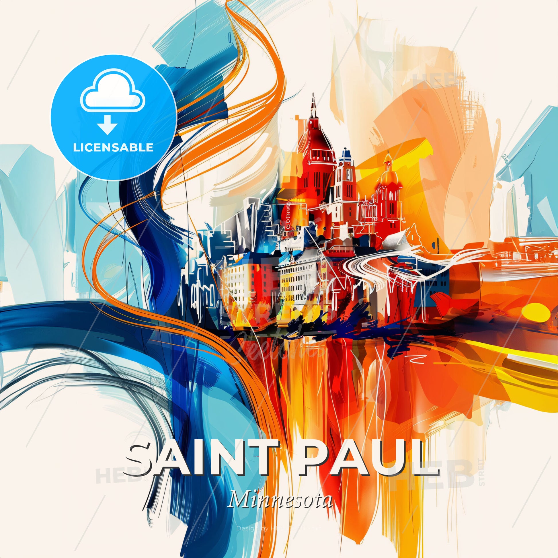 Vibrant Saint Paul, Minnesota - A Colorful Painting Of A City - Square format print template