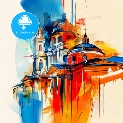 Vibrant Saint Paul, Minnesota - A Painting Of A Building With A Dome And A Domed Roof