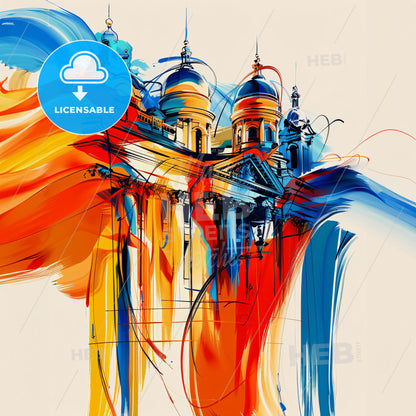 Vibrant Санкт-Петербург, Russia - A Colorful Painting Of A Building