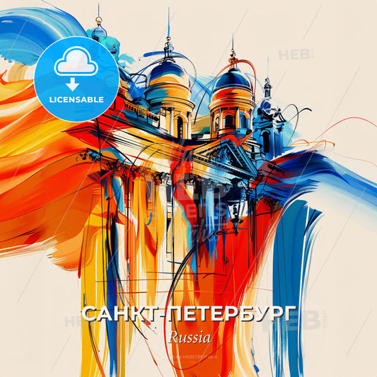 Vibrant Санкт-Петербург, Russia - A Colorful Painting Of A Building - Square format print template