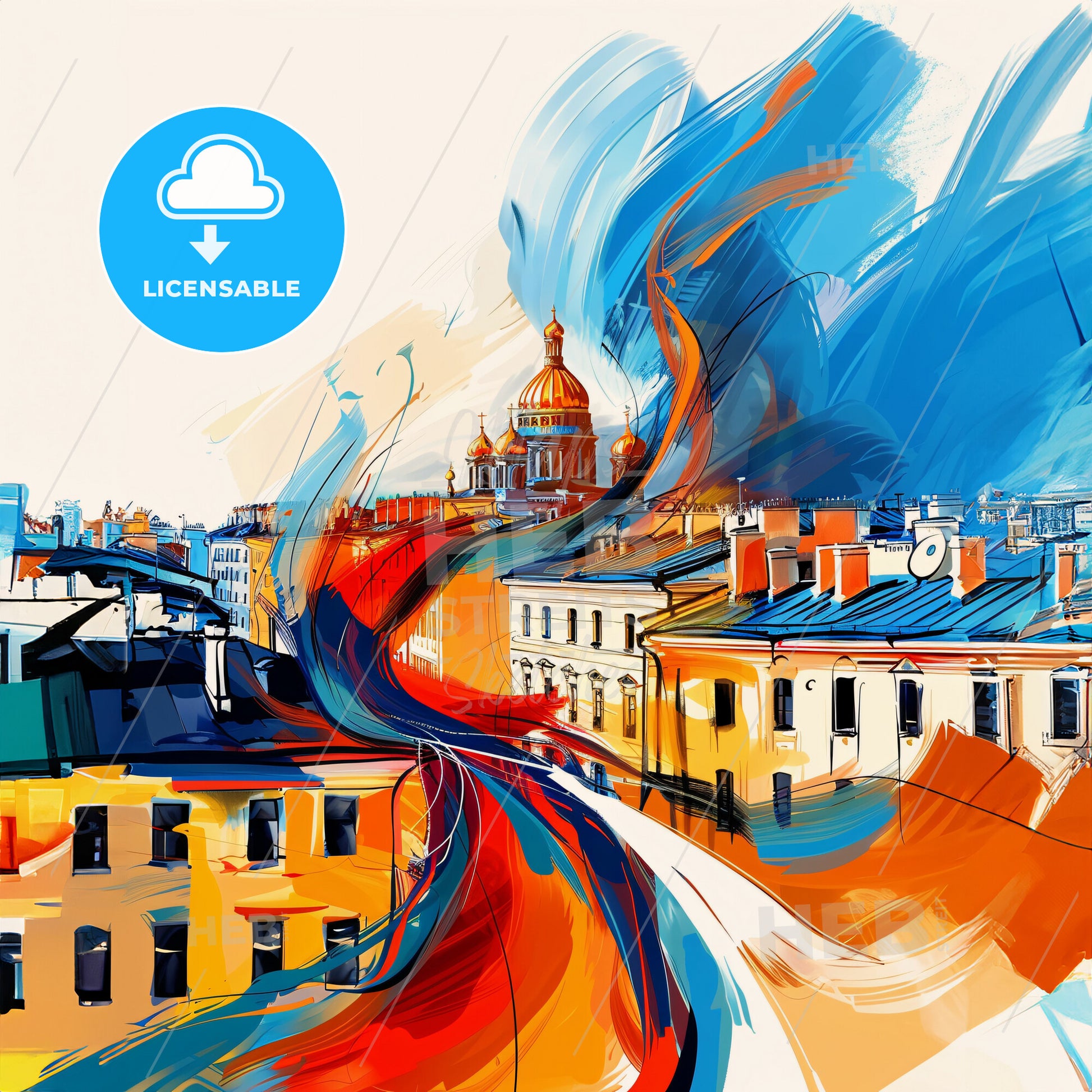 Vibrant Санкт-Петербург, Russia - A Painting Of A City