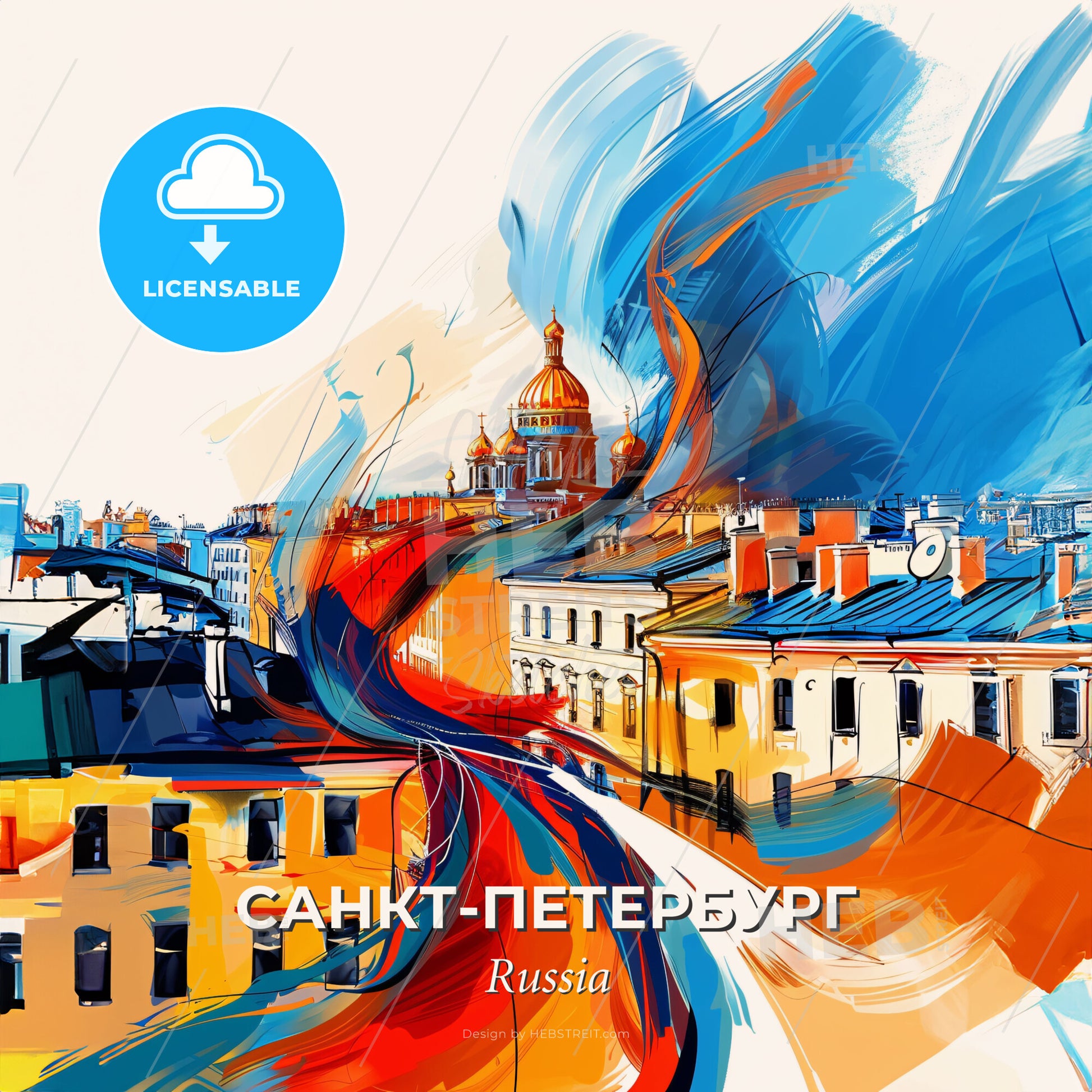 Vibrant Санкт-Петербург, Russia - A Painting Of A City - Square format print template
