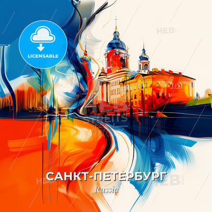 Vibrant Санкт-Петербург, Russia - A Painting Of A Building - Square format print template