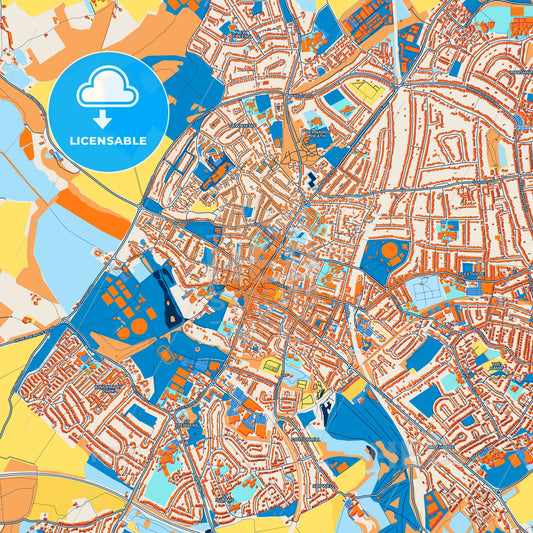 Colorful Saint Albans Street Map with Labels and Buildings