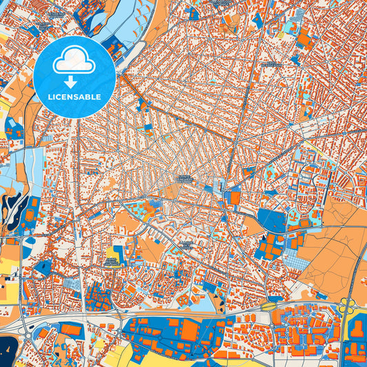 Colorful Sainte-Geneviève-des-Bois Street Map with Labels and Buildings