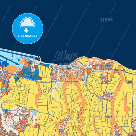 Colorful Sainte-Marie Street Map with Labels and Buildings
