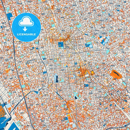 Colorful Saitama Street Map with Labels and Buildings