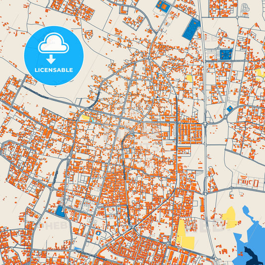 Colorful Sakakah Street Map with Labels and Buildings