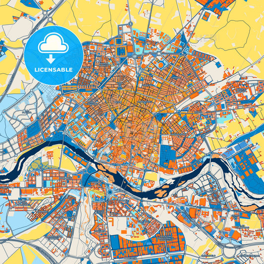 Colorful Salamanca Street Map with Labels and Buildings