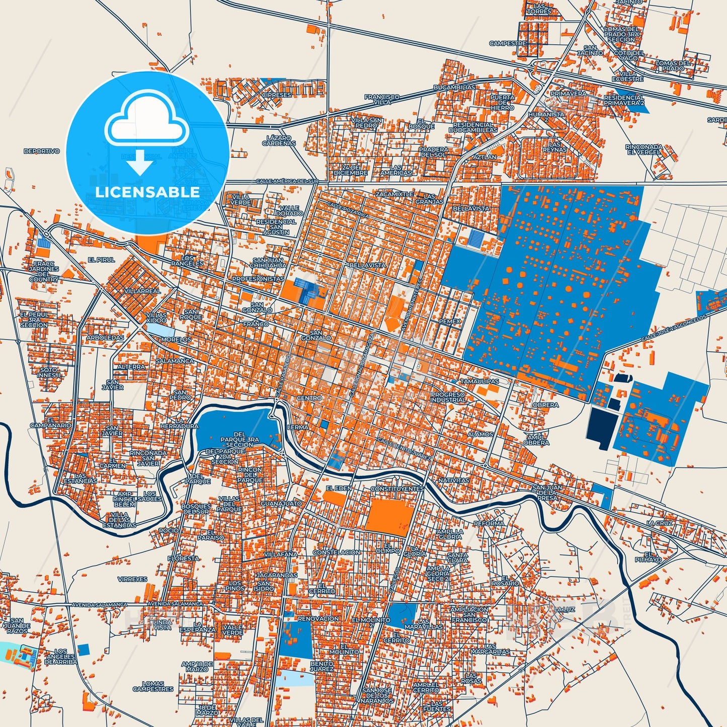 Colorful Salamanca Street Map with Labels and Buildings