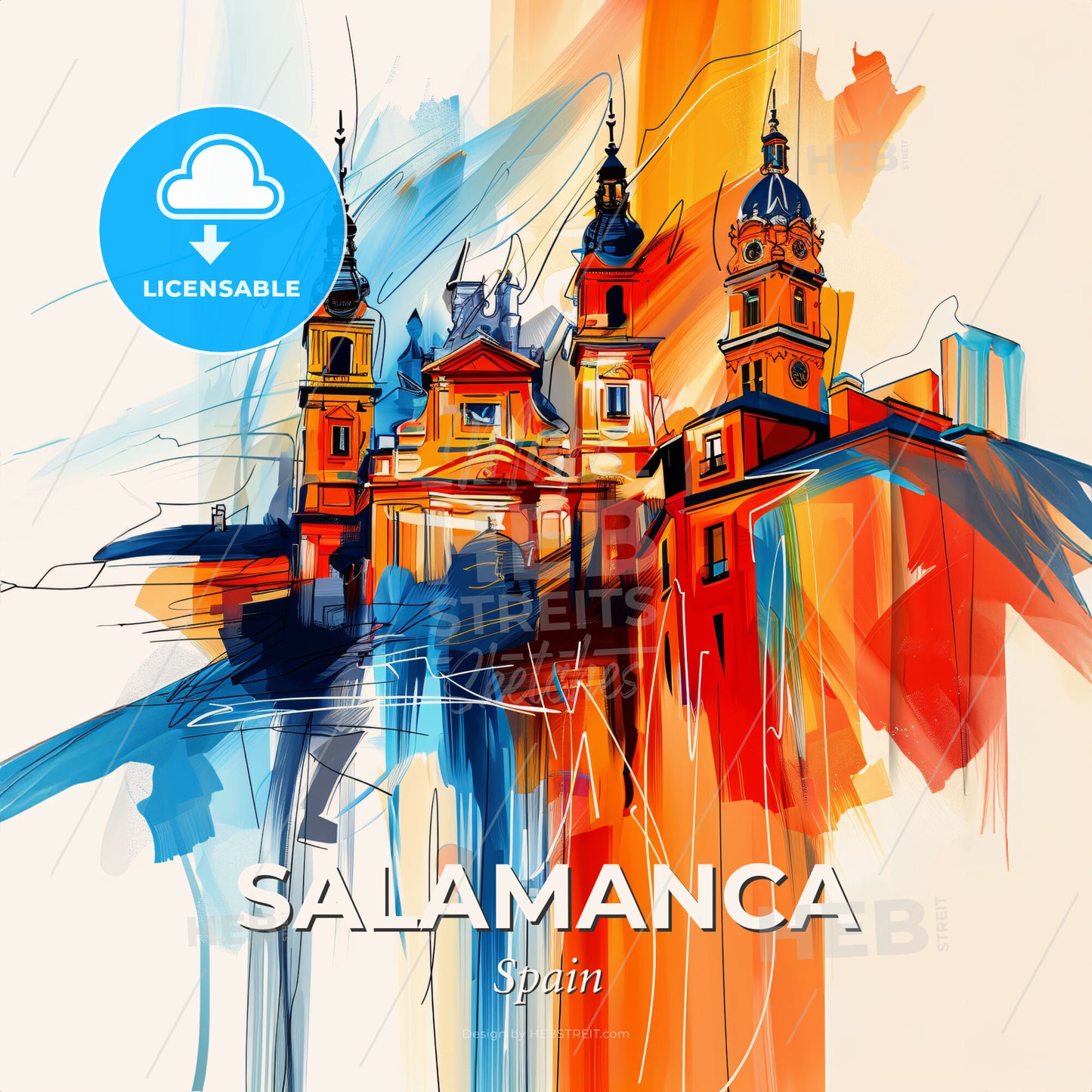 Vibrant Salamanca, Spain - A Painting Of A Building - Square format print template