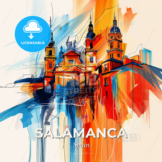 Vibrant Salamanca, Spain - A Painting Of A Building - Square format print template