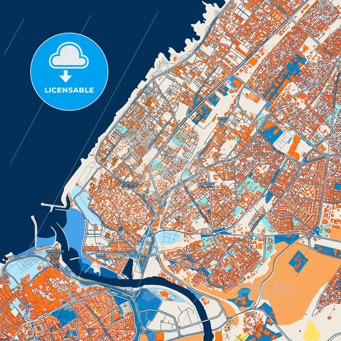 Colorful Sale Street Map with Labels and Buildings