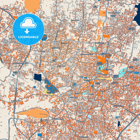 Colorful Salem Street Map with Labels and Buildings