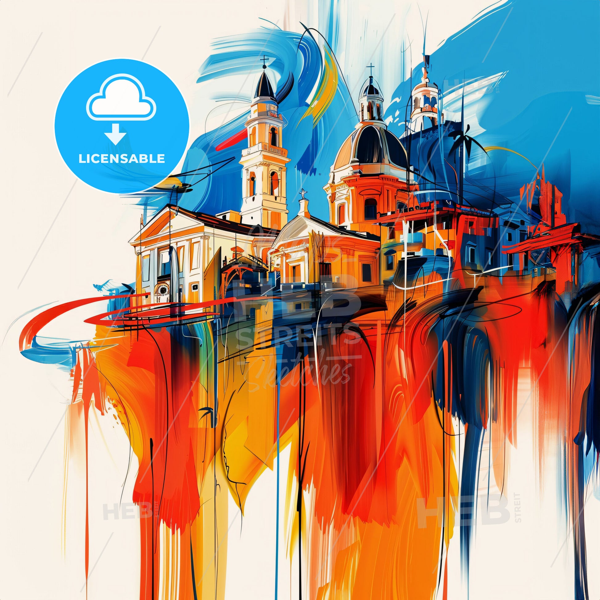 Vibrant Salerno, Italy - A Painting Of A Building With Colorful Paint