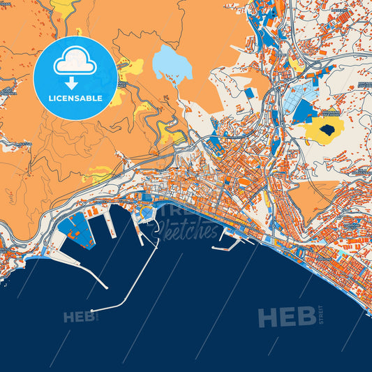 Colorful Salerno Street Map with Labels and Buildings