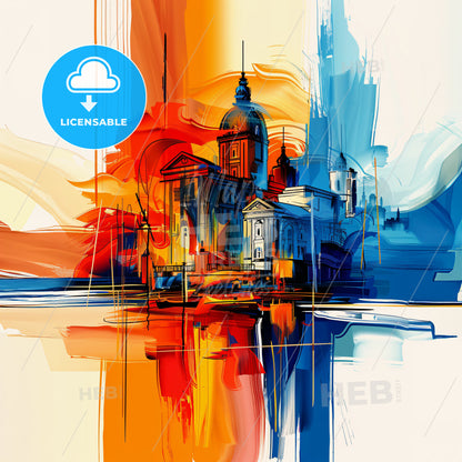 Vibrant Salford, England - A Painting Of A Building