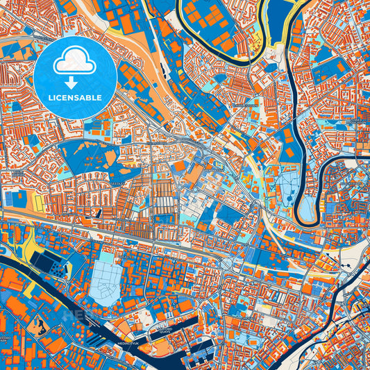 Colorful Salford Street Map with Labels and Buildings