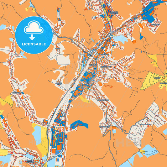Colorful Salgótarján Street Map with Labels and Buildings